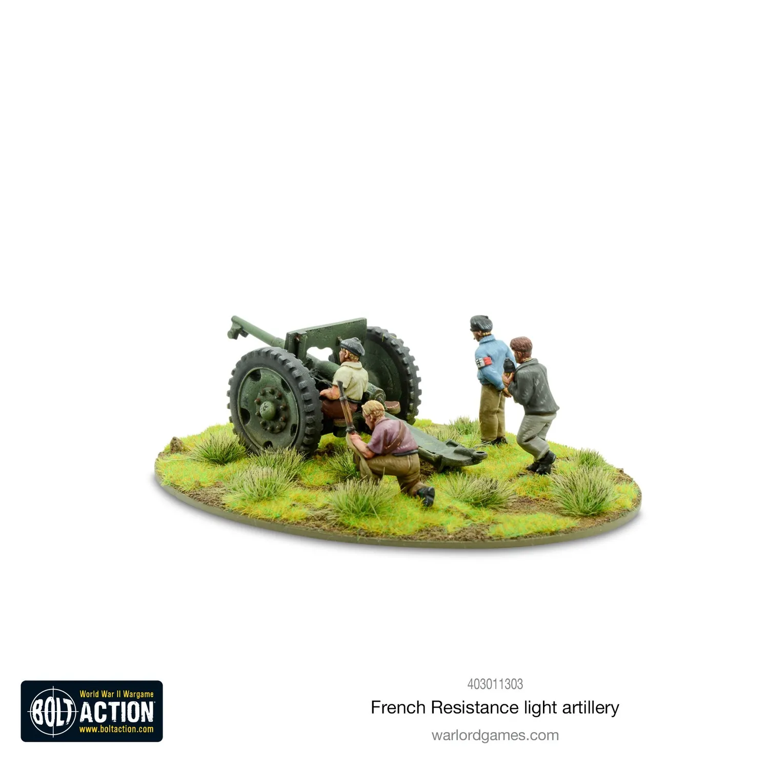 Bolt Action French Resistance Light Artillery figurines métal socle MDF