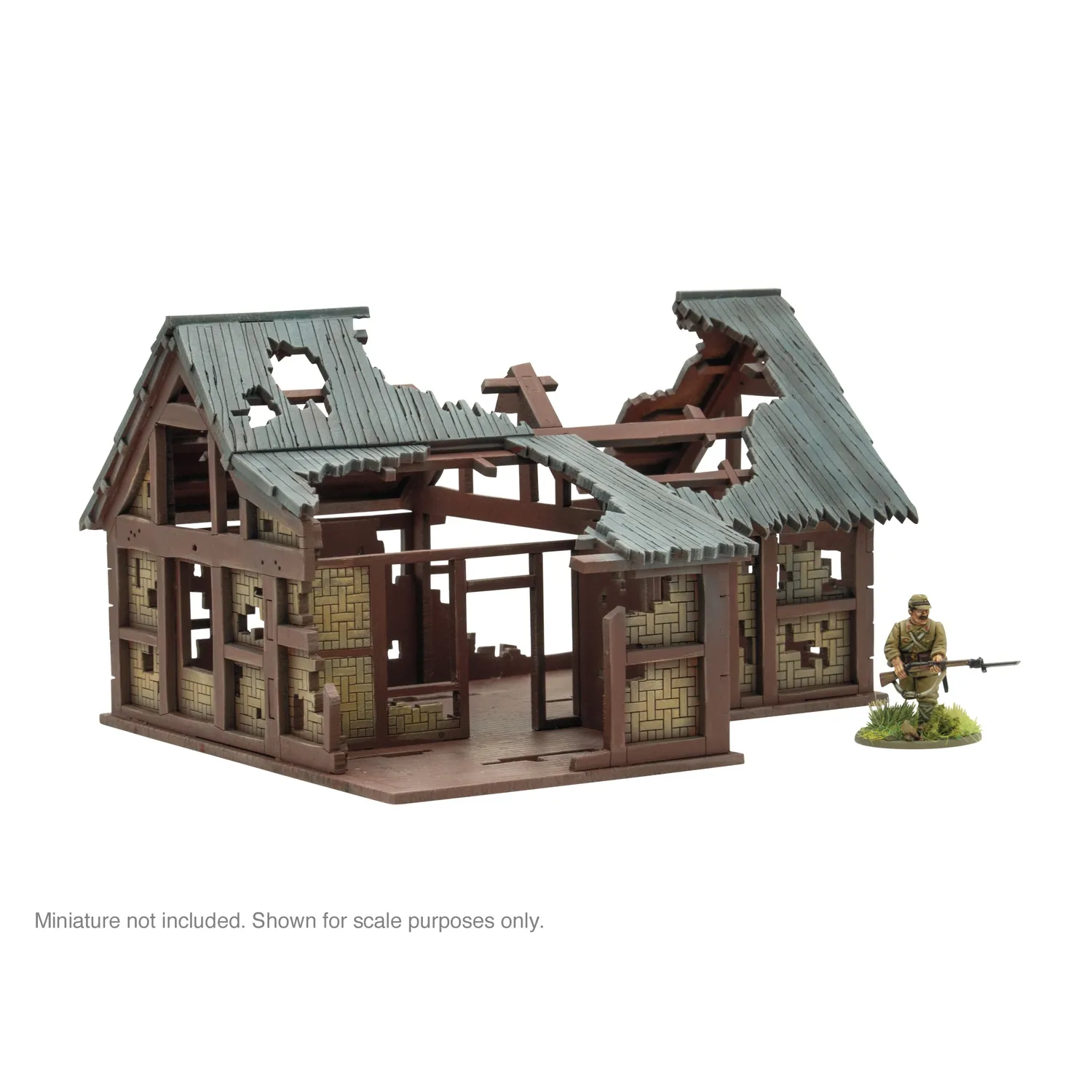 Bolt Action Pacific Theatre L shaped building ruins terrain MDF