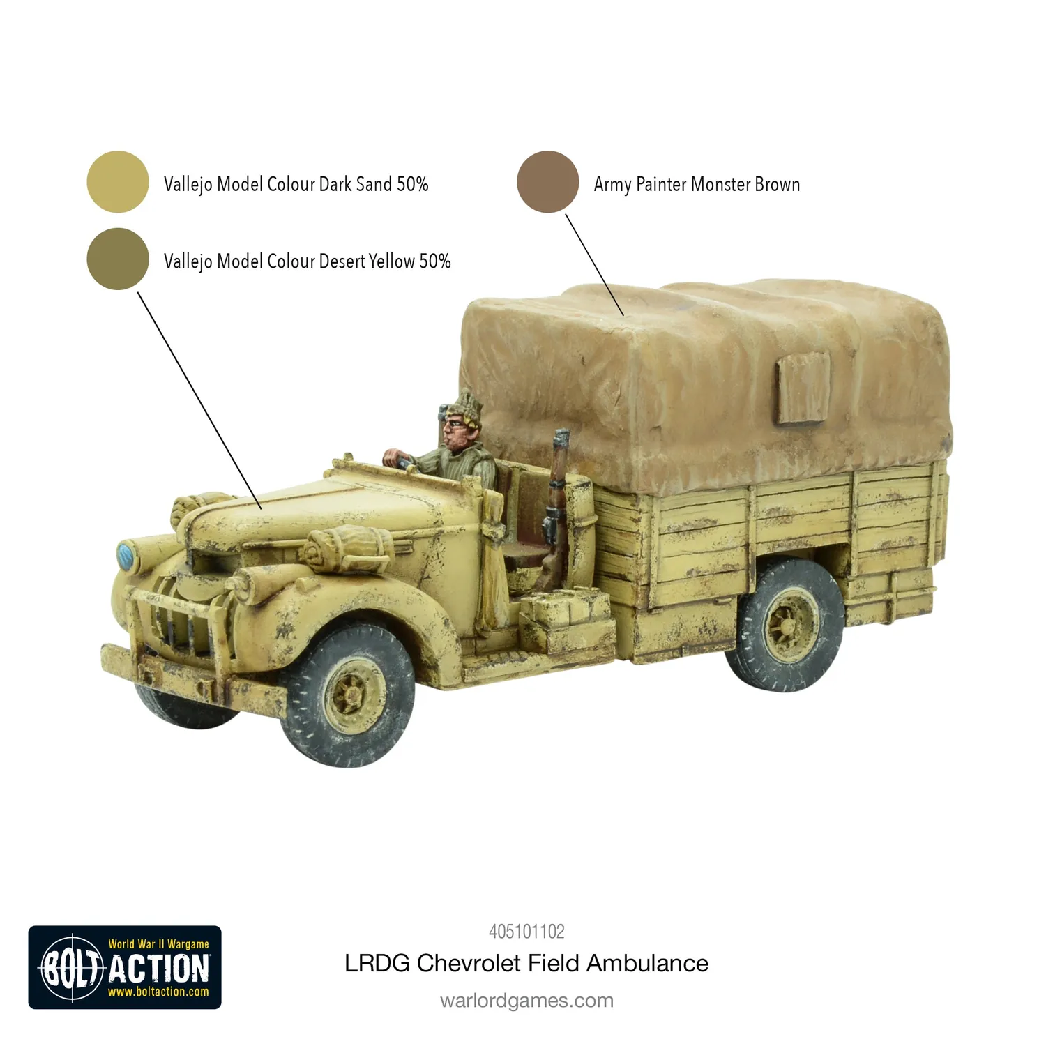 Bolt Action LRDG Chevrolet Field Ambulance ambulance 1 véhicule résine métal