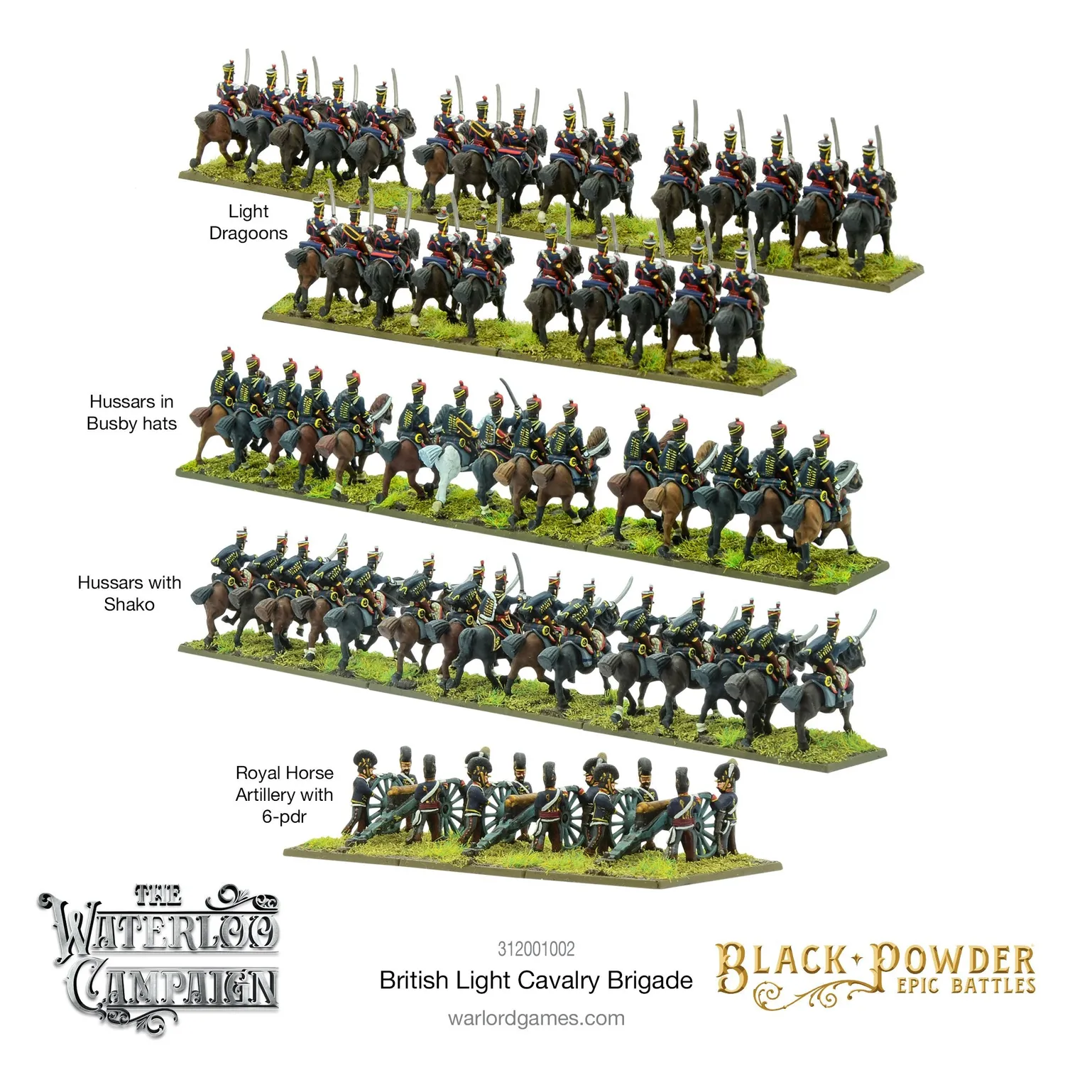 Bolt Action Waterloo British Light Cavalry Brigade figurines plastique