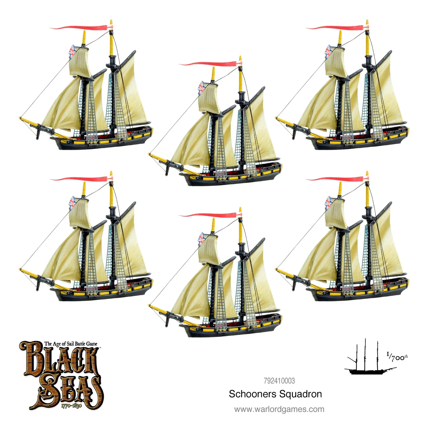 Bolt Action Black Seas Schooners navires métal x6