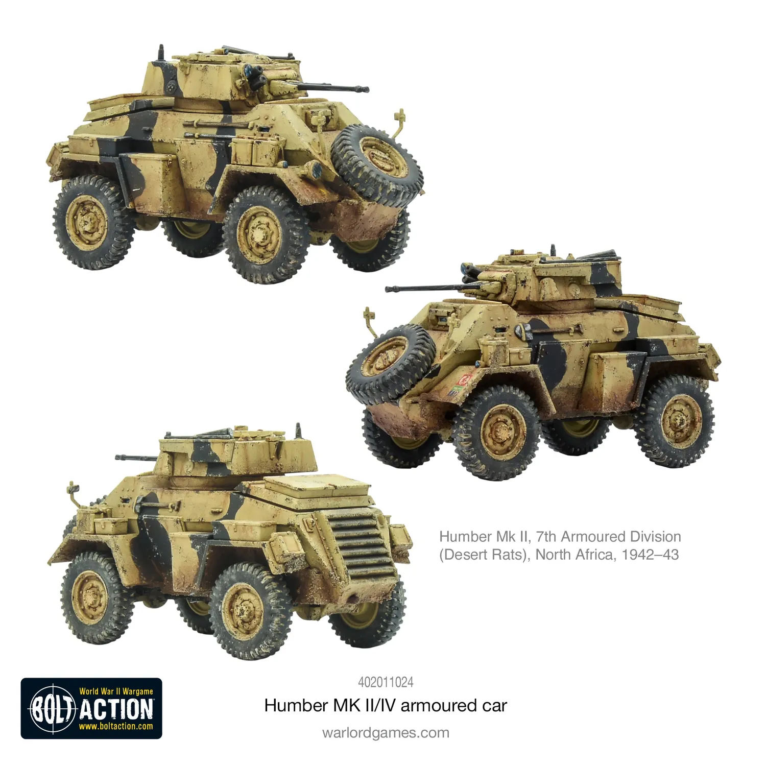 Bolt Action Humber MK II/IV voiture blindée plastique britannique