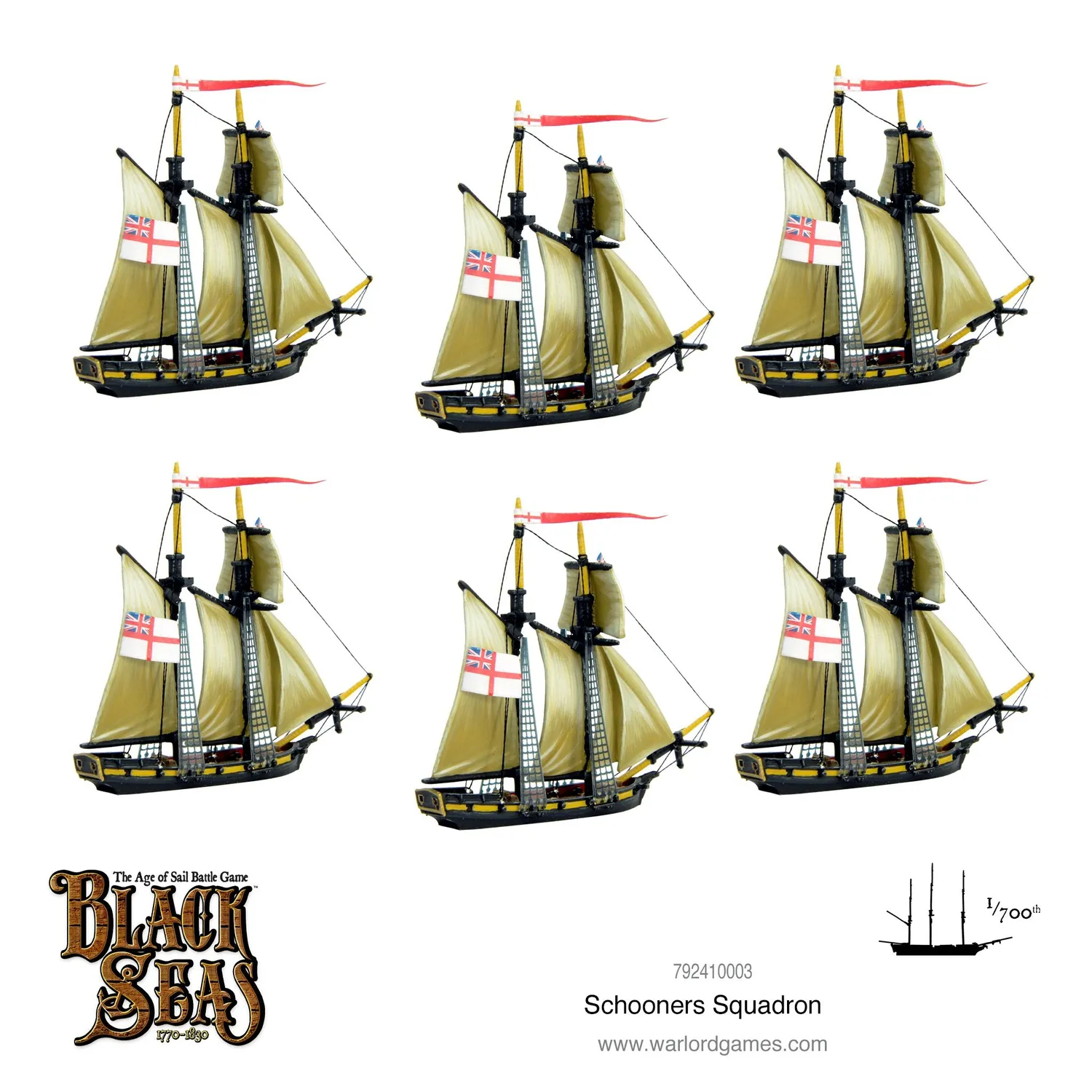 Bolt Action Black Seas Schooners navires métal x6