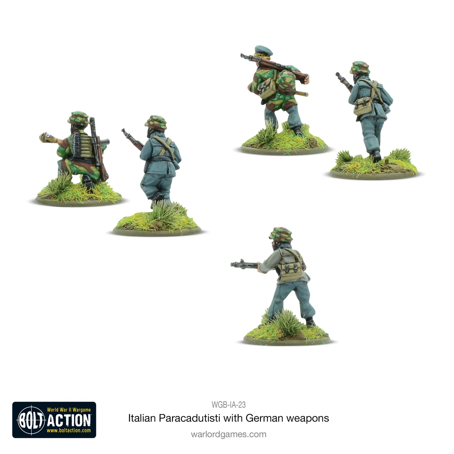 Bolt Action Italian Paracadutisti with German weapons figurines métal