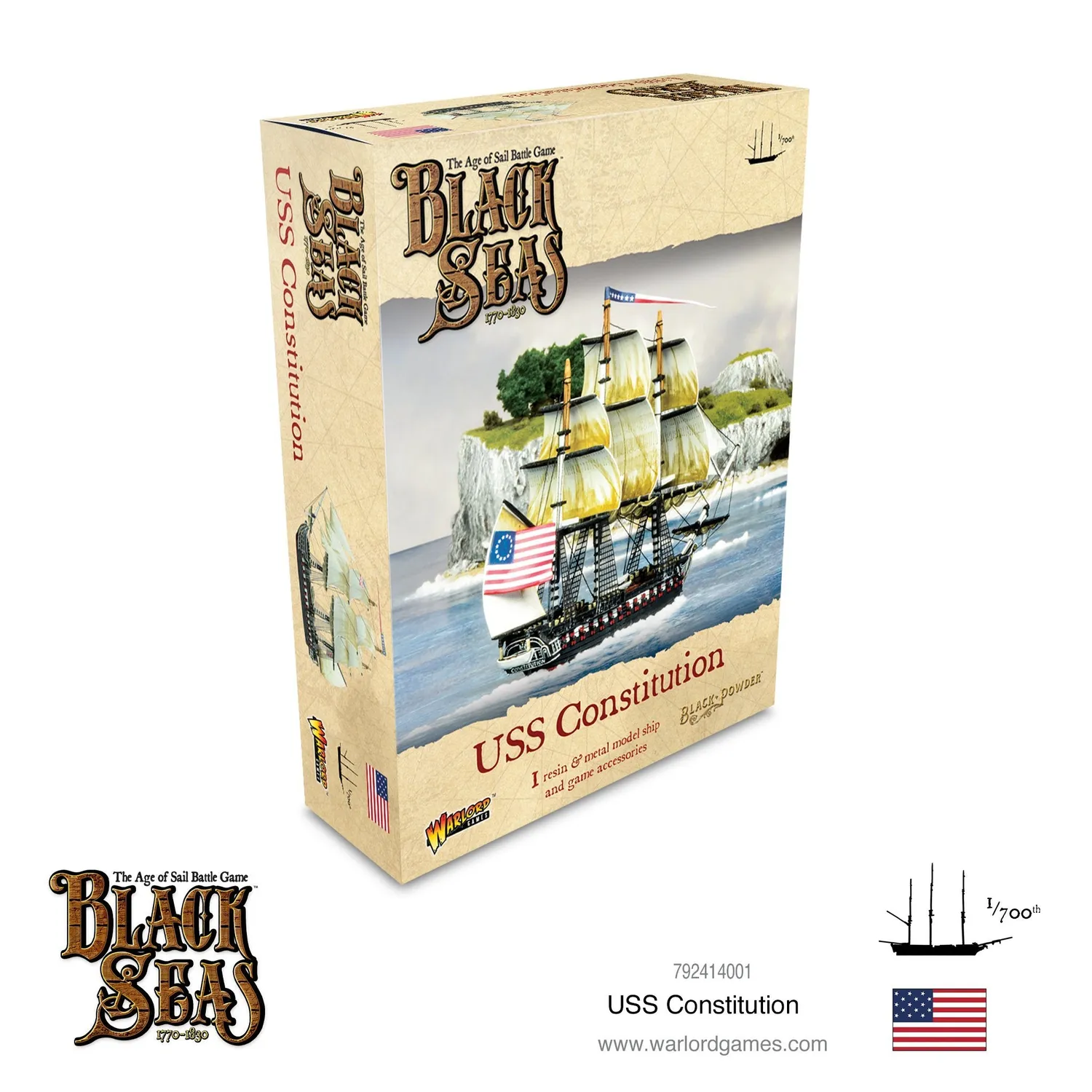 Bolt Action Black Seas USS Constitution frégate résine métal