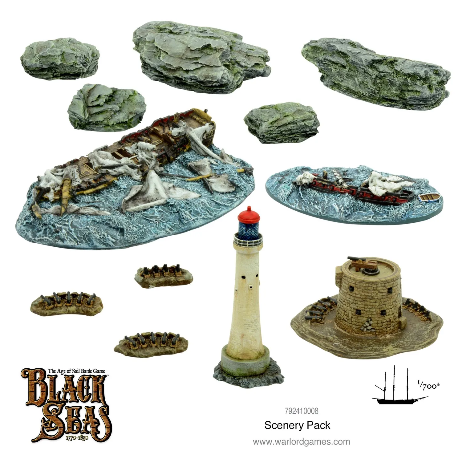 Bolt Action Black Seas Scenery Pack décor naval métal et résine