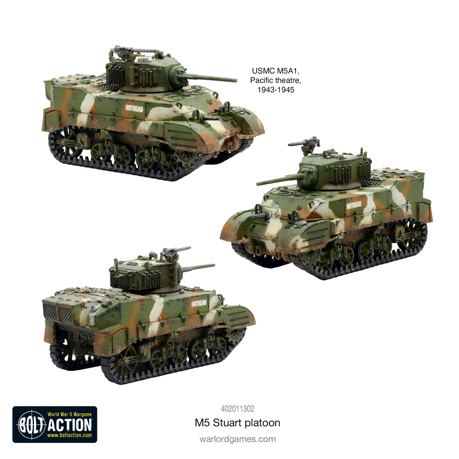 Bolt Action M5 Stuart Platoon chars plastiques 1/56