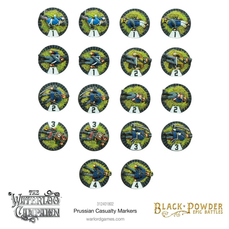 Warlord Games Black Powder Epic Prussian marqueurs pertes x18