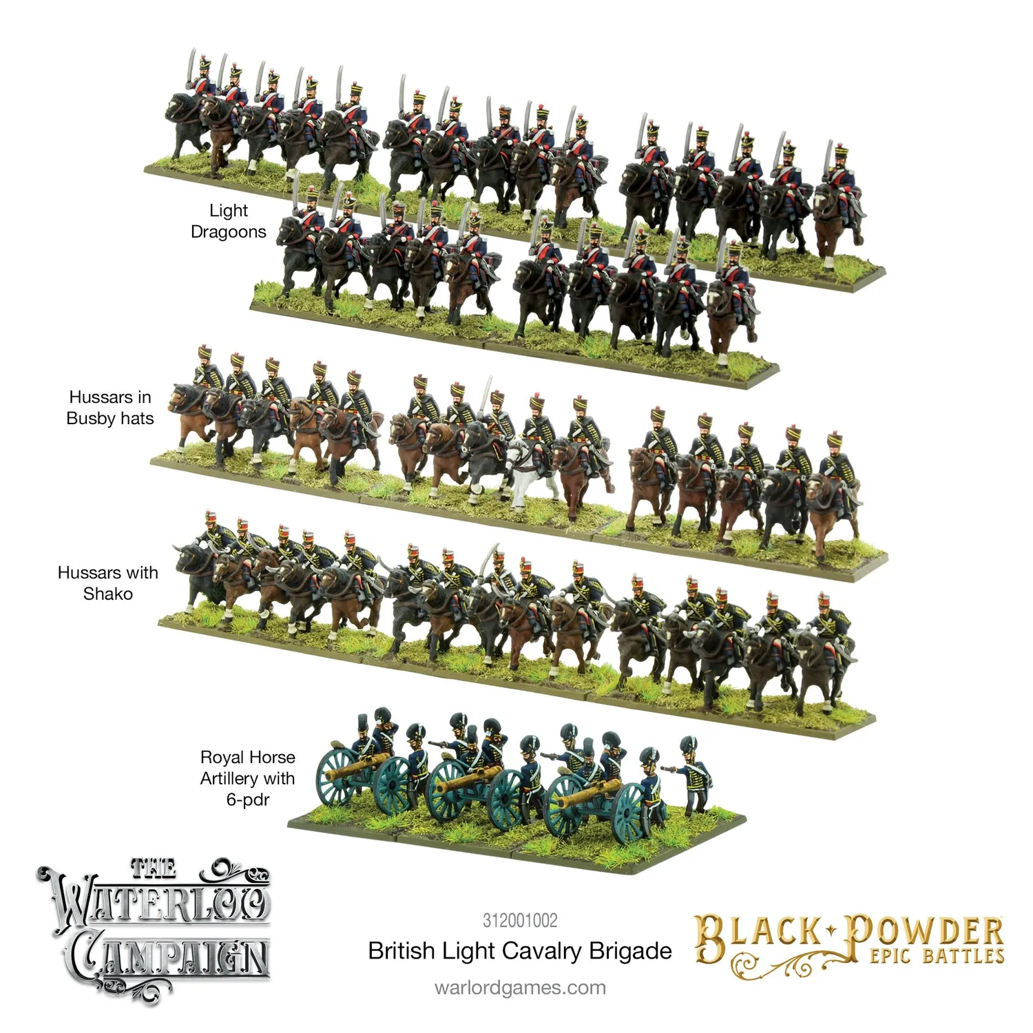 Bolt Action Waterloo British Light Cavalry Brigade figurines plastique