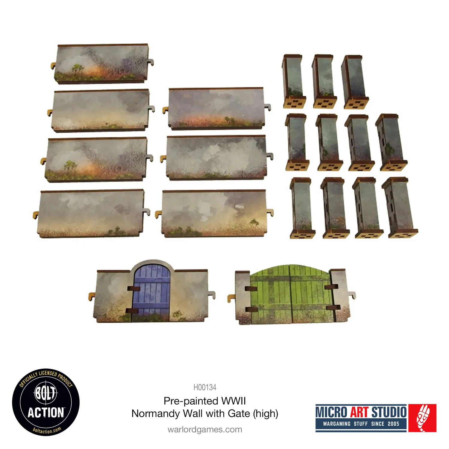 Bolt Action WW2 Normandy Walls with Gate mur prépeint haut 80 cm