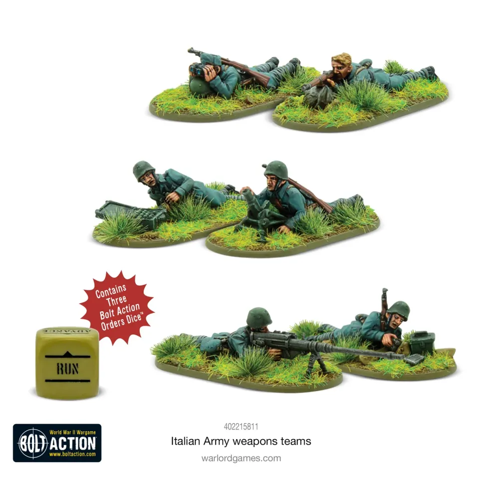 Bolt Action Italian Army Weapons Teams équipes d’armes résine