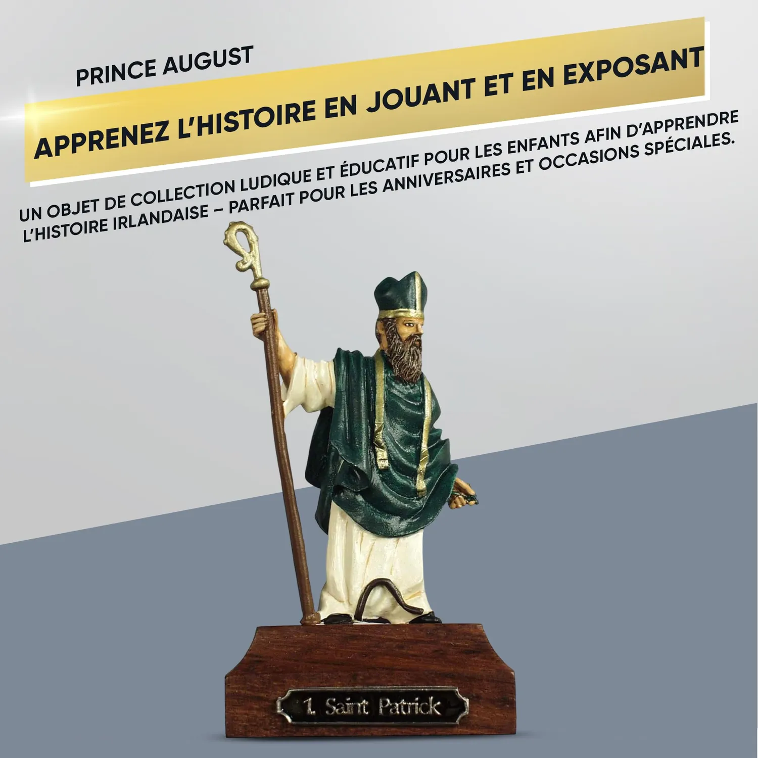 Prince August IHP01 Saint Patrick statue figurine métal 54 mm peinte à la main