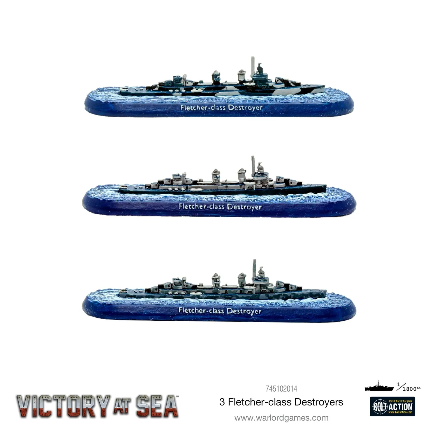 Bolt Action Victory at Sea Fletcher-class Destroyers destroyers US Navy résine