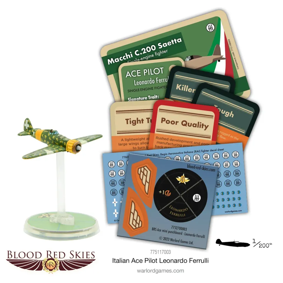 Warlord Blood Red Skies Ferrulli Macchi C.200 figurine avion résine