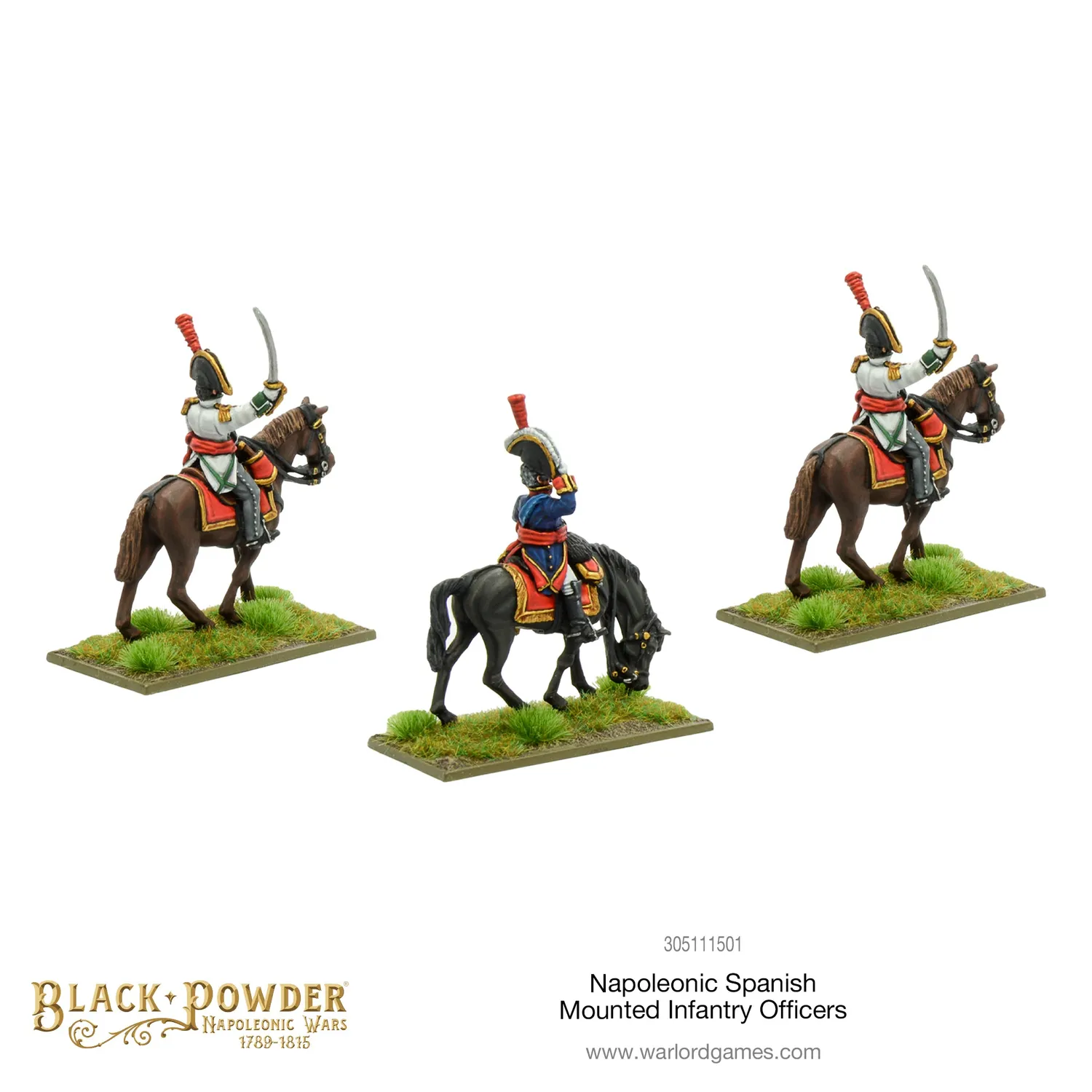 Bolt Action Black Powder officiers espagnols montés figurines