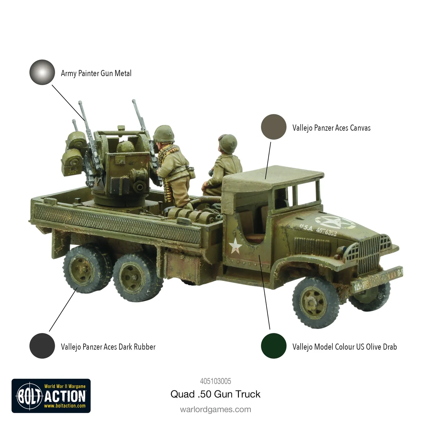 Bolt Action Quad 50 Gun Truck véhicule antiaérien US