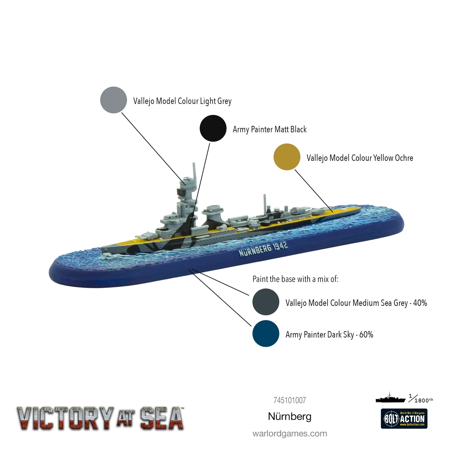Bolt Action Victory at Sea Nürnberg navire résine métal