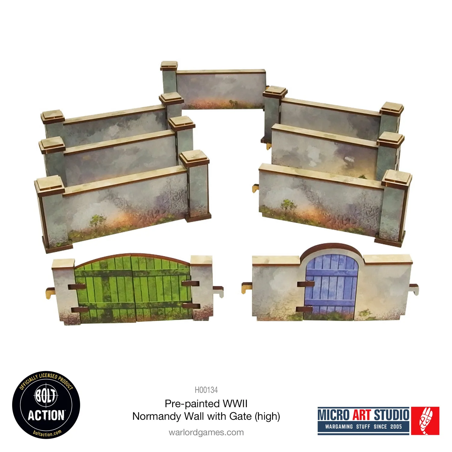 Bolt Action WW2 Normandy Walls with Gate mur prépeint haut 80 cm
