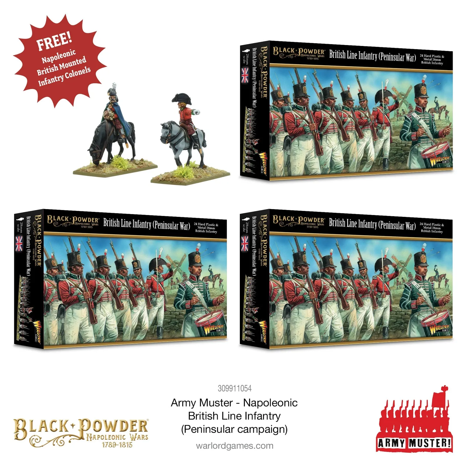 Black Powder Army Muster infanterie britannique 72 figs