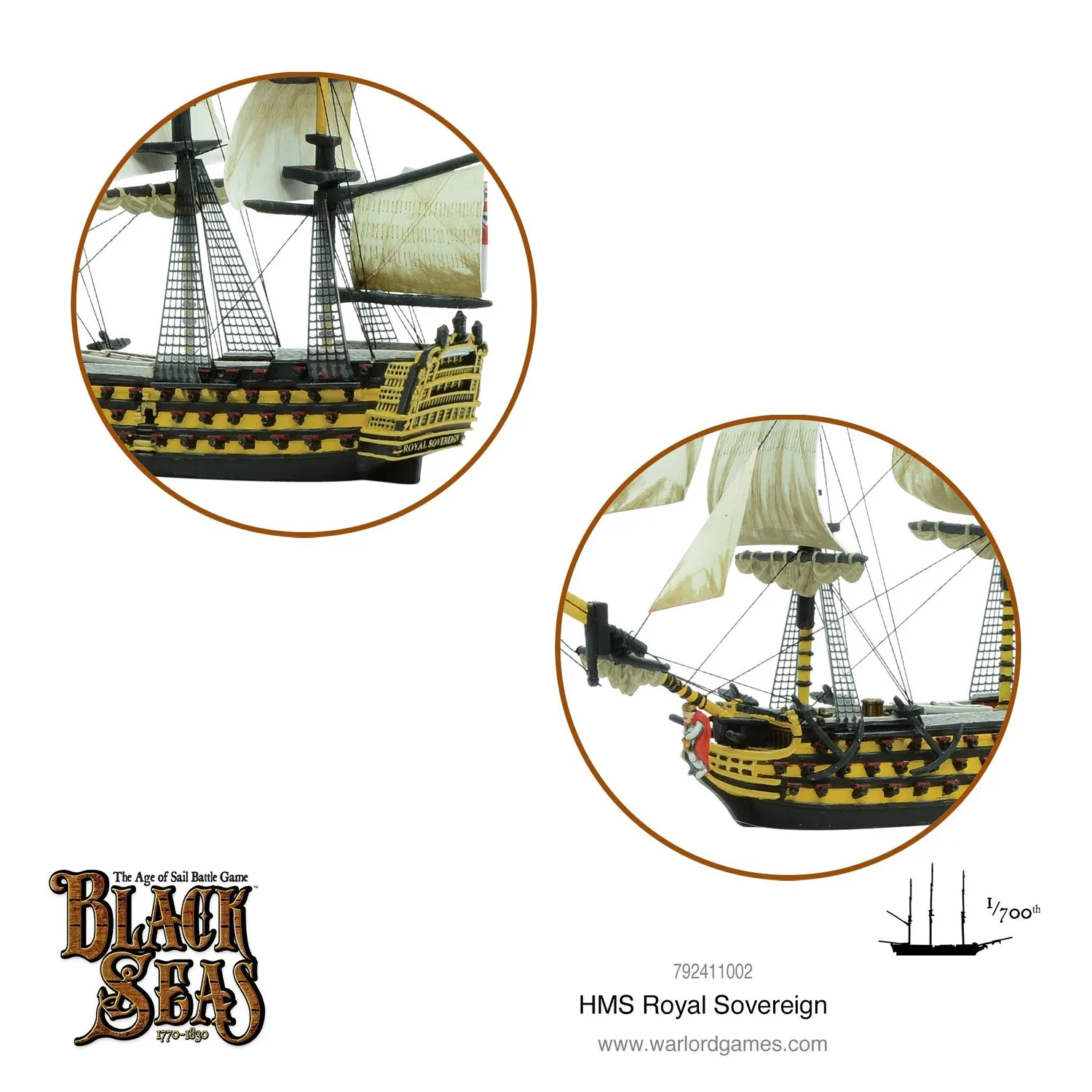 Warlord Games Black Seas HMS Royal Sovereign navire 100 canons résine