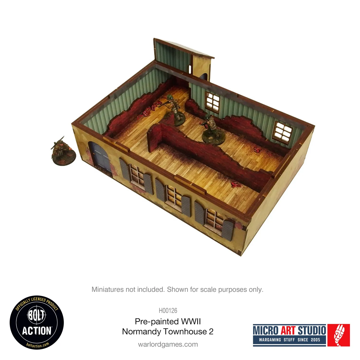 Bolt Action Pre-painted WW2 Normandy Townhouse 2 décor prépeint 28-30 mm