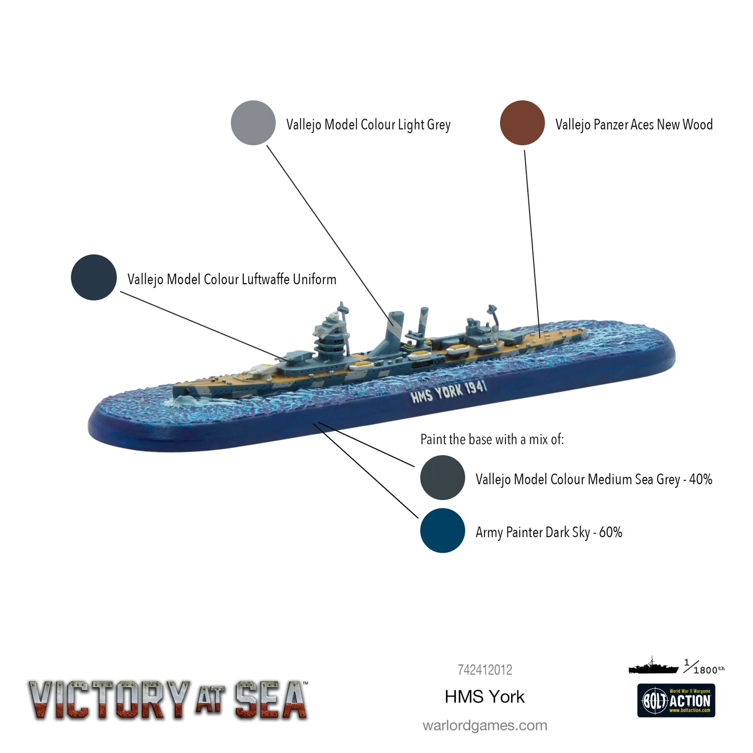 Victory at Sea HMS York navire résine métal