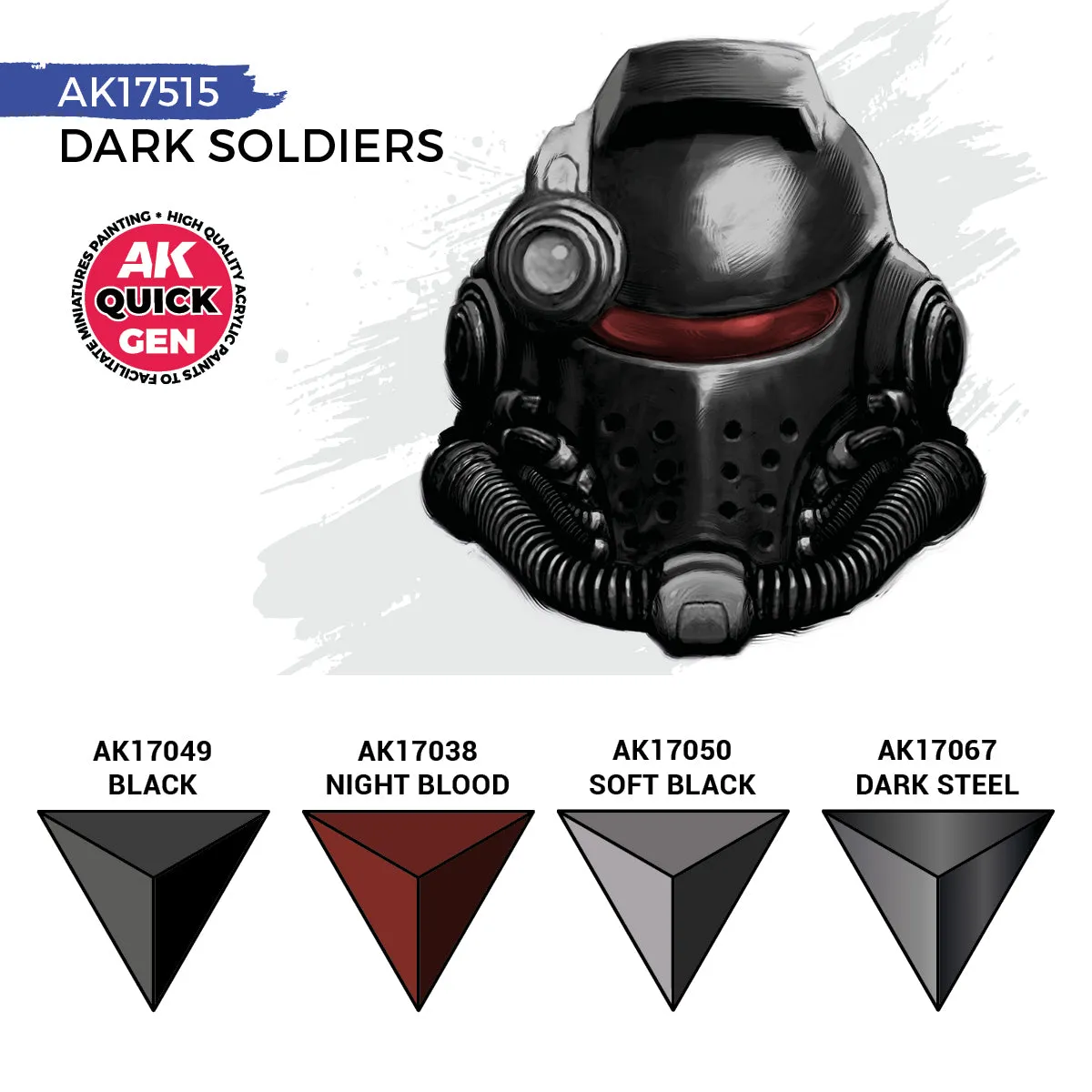 AK Interactive Quick Gen Dark Soldiers peinture acrylique noir 4 couleurs