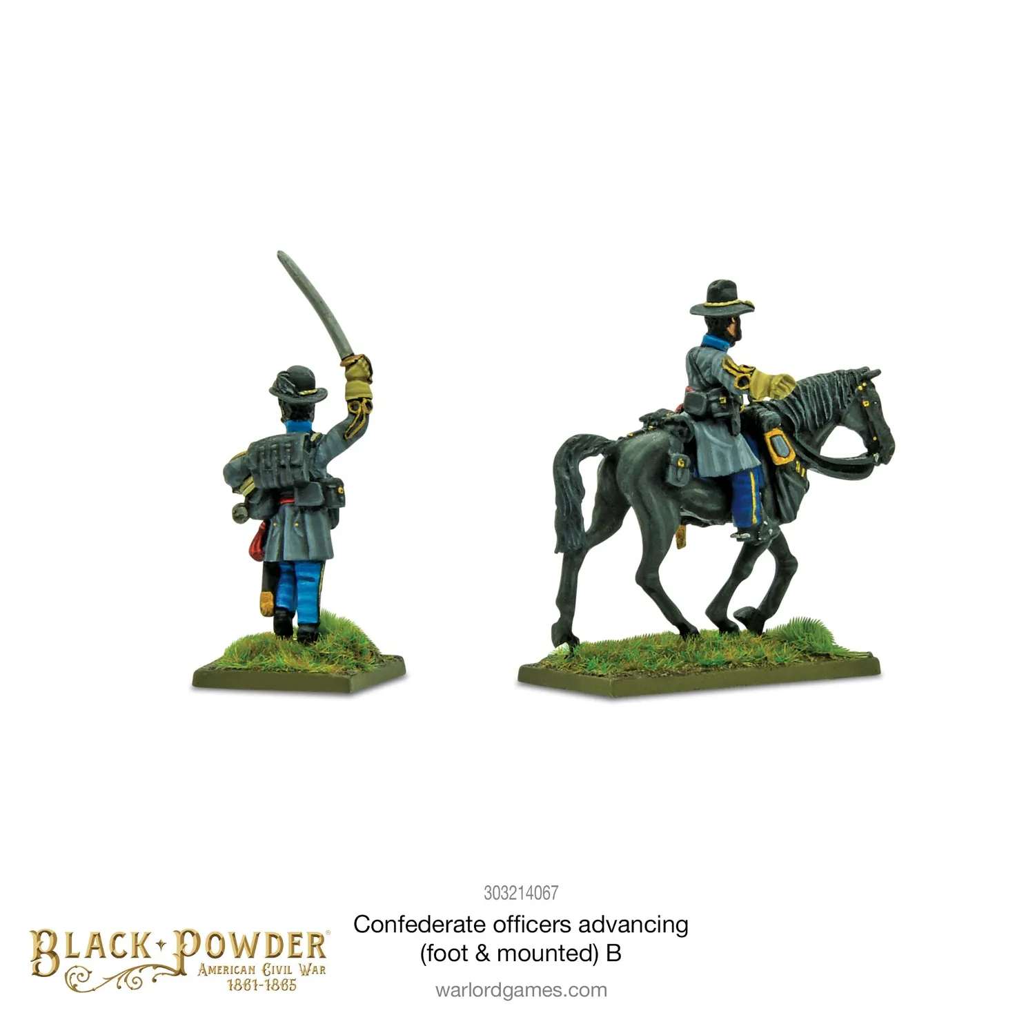 Bolt Action Black Powder Confederate Officers advancing figurines métal