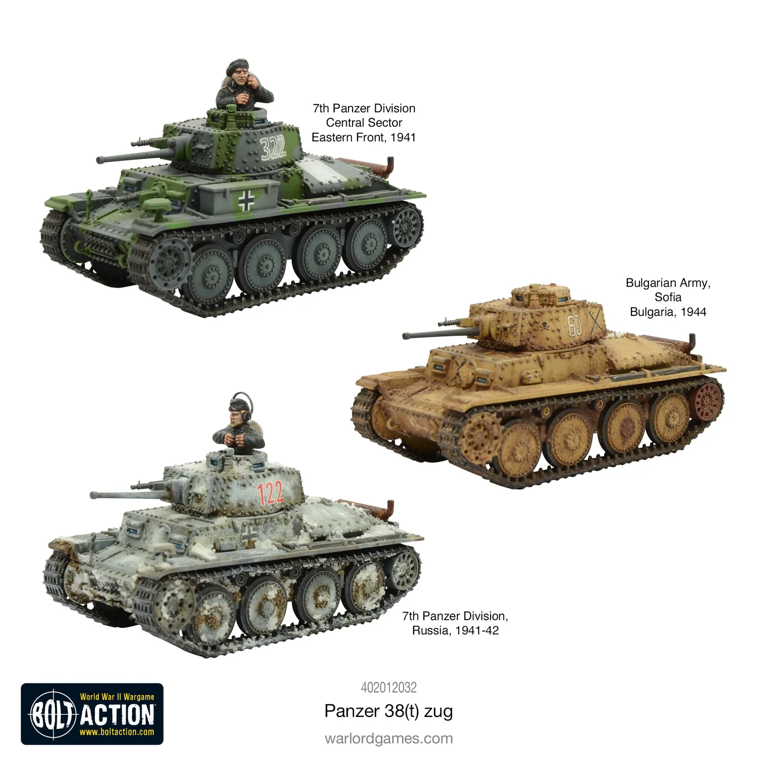 Bolt Action Panzer 38(t) Zug peloton de chars plastique