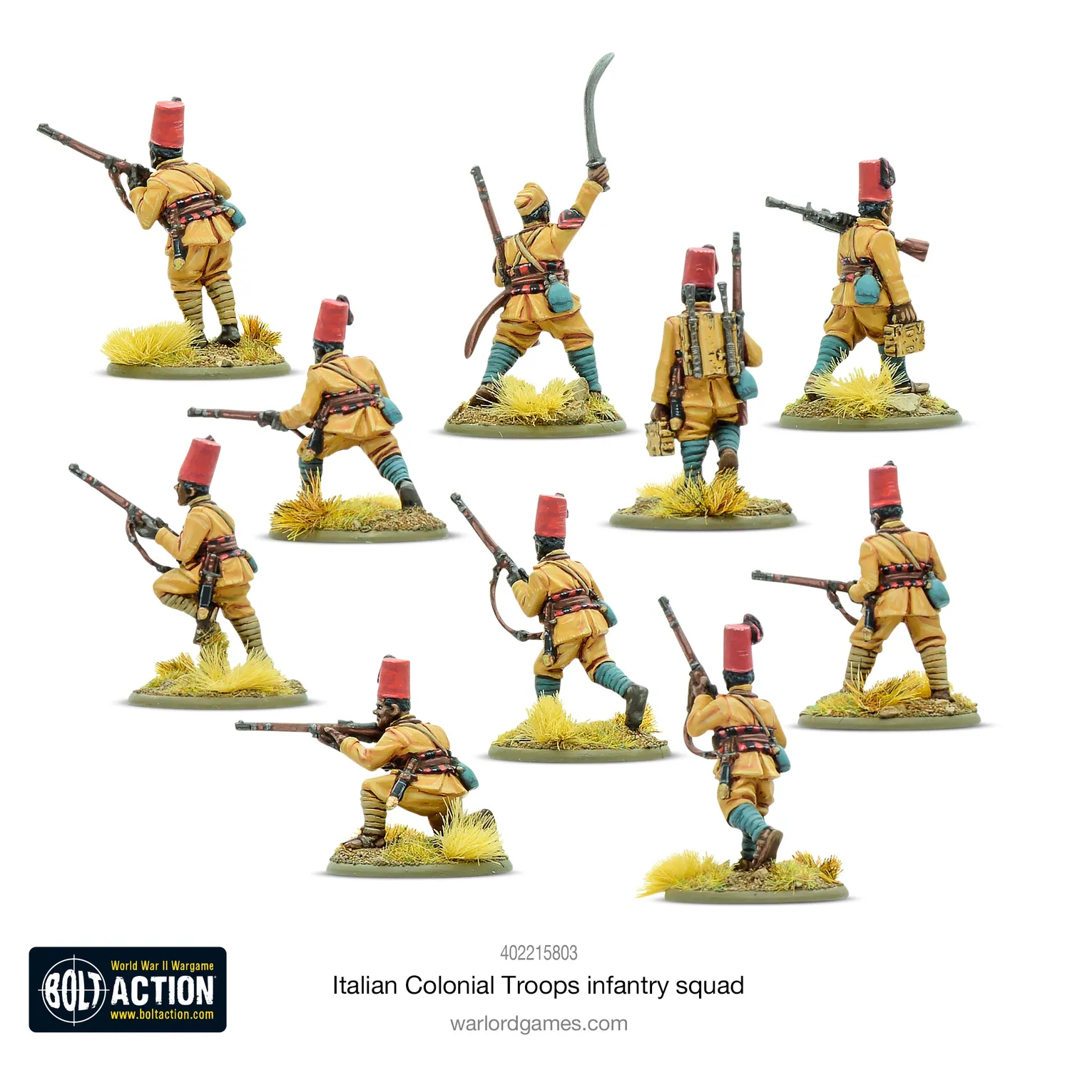Bolt Action Troupes Coloniales Italian Infantry Squad figurines métal x10