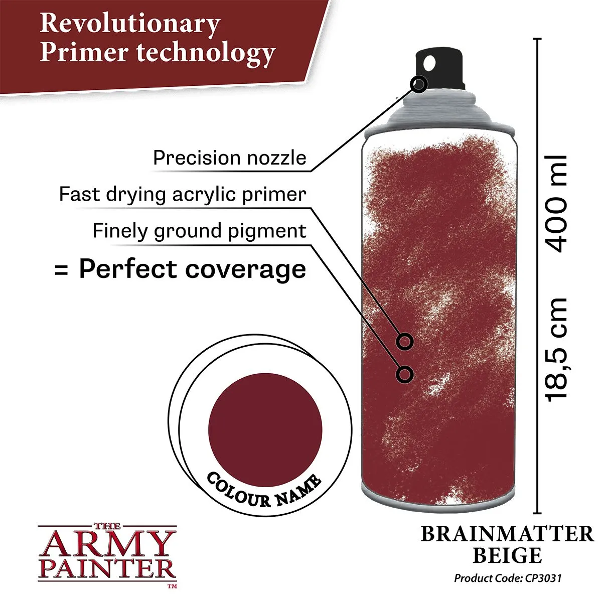 The Army Painter Colour Primer Brainmatter Beige sous-couche spray beige 400 ml
