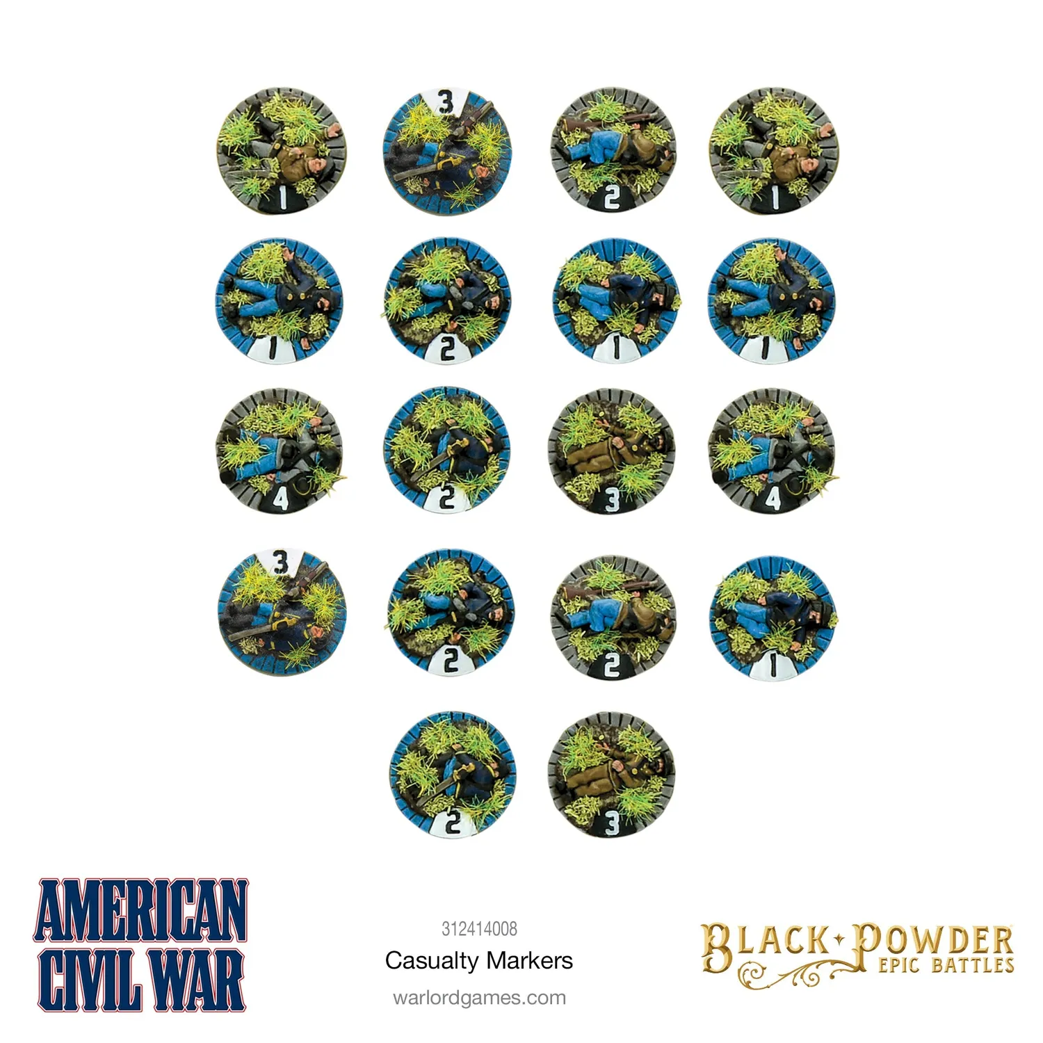 Black Powder Epic Battles Marqueurs pertes Guerre Civile résine
