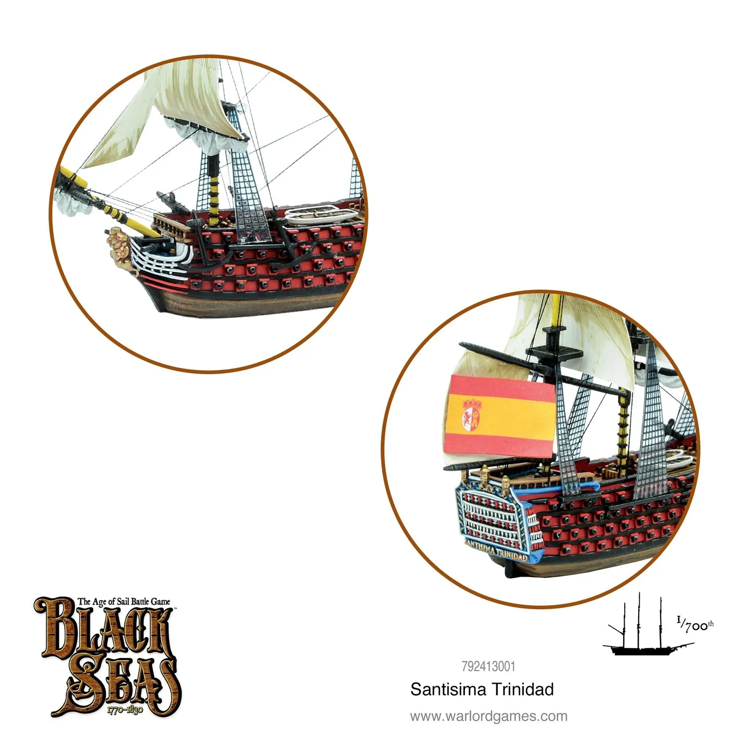 Bolt Action Black Seas Santisima Trinidad figurine navire résine