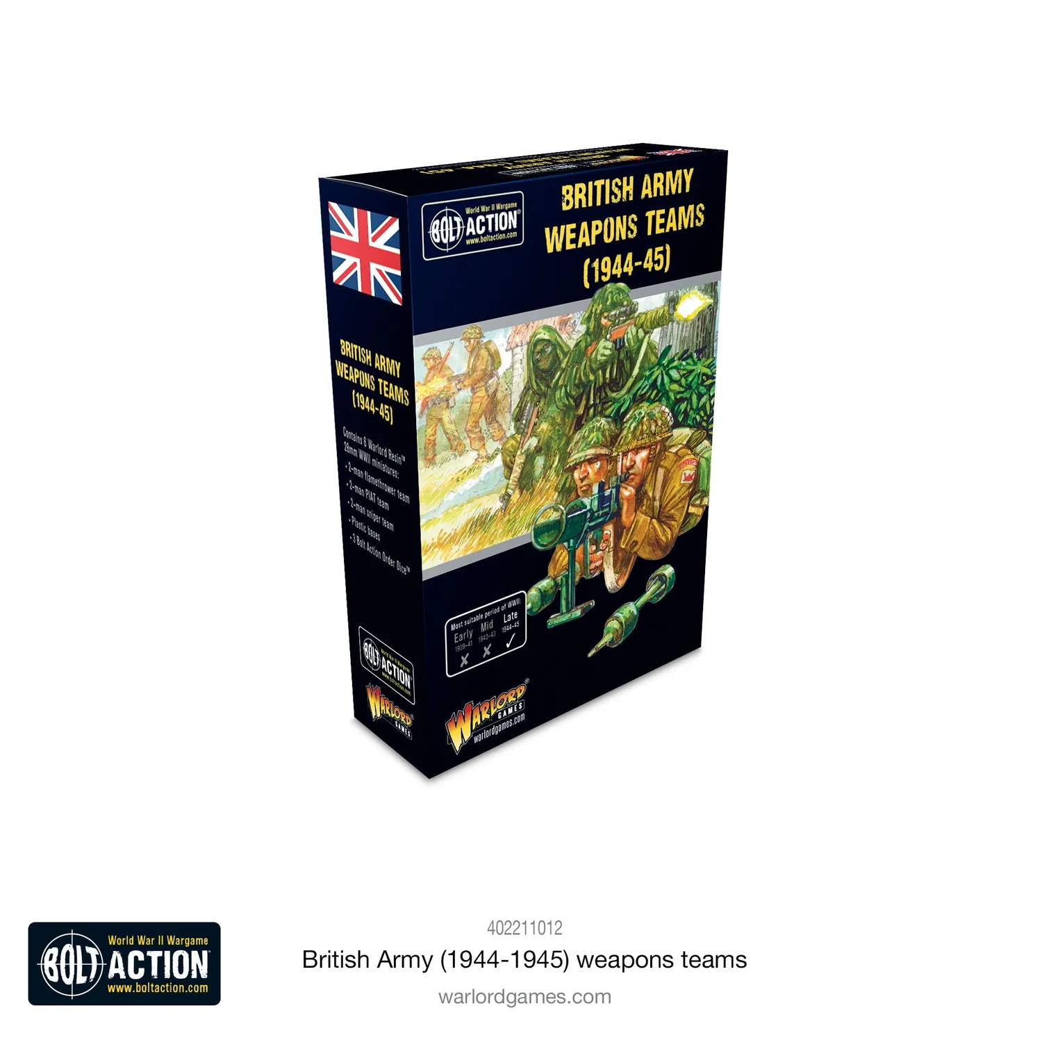 Bolt Action British Army (1944-45) Weapons Teams équipes d’armes 3 équipes résine