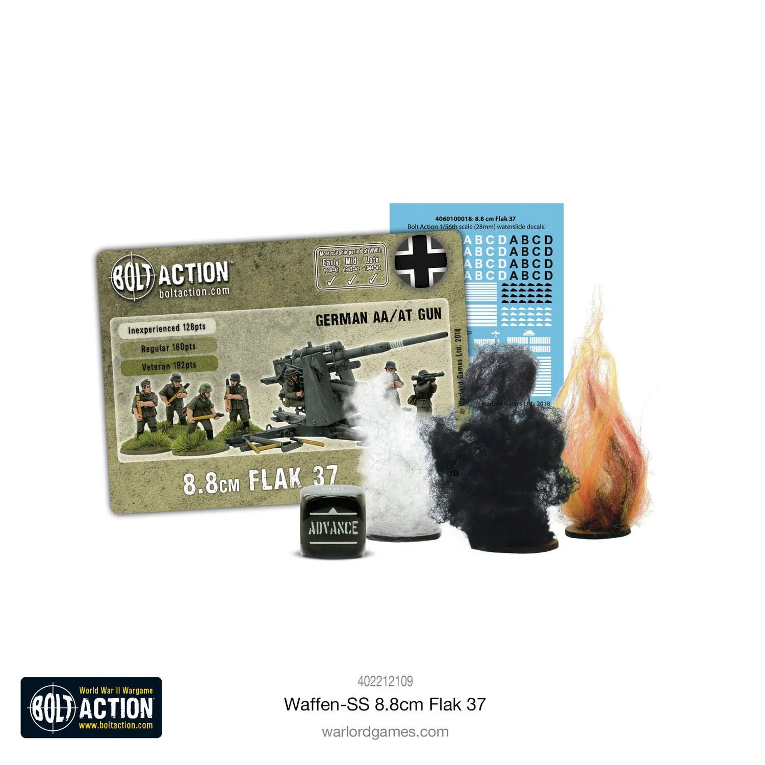 Bolt Action Waffen-SS 8.8cm Flak 37 canon miniature antichar