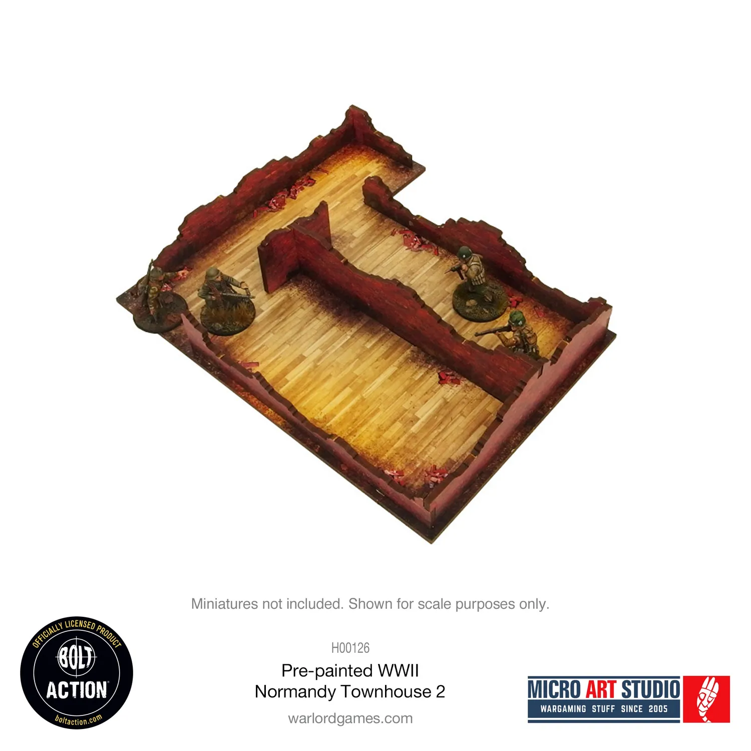Bolt Action Pre-painted WW2 Normandy Townhouse 2 décor prépeint 28-30 mm