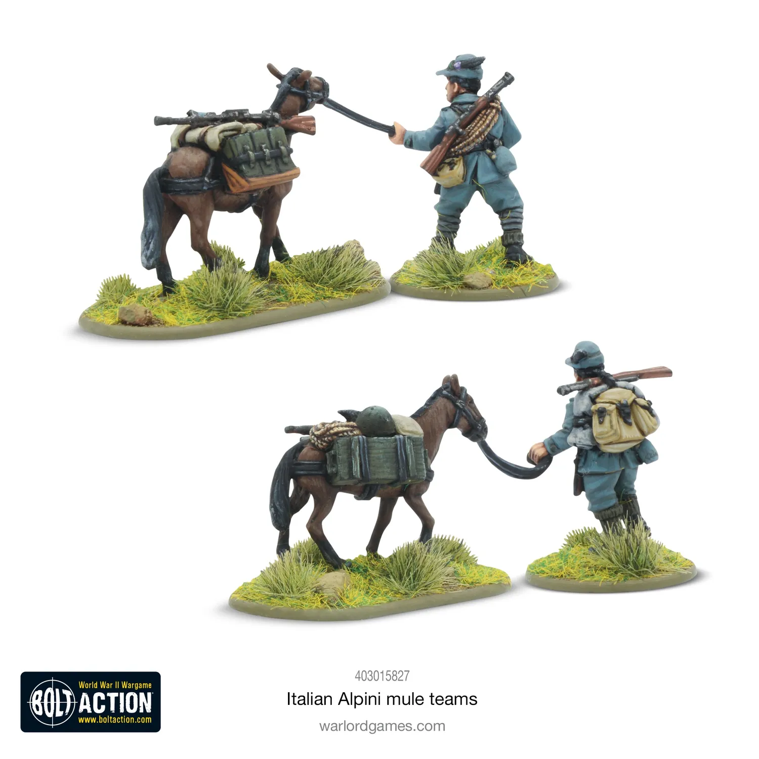 Bolt Action Italian Alpini Mule Teams figurines métal