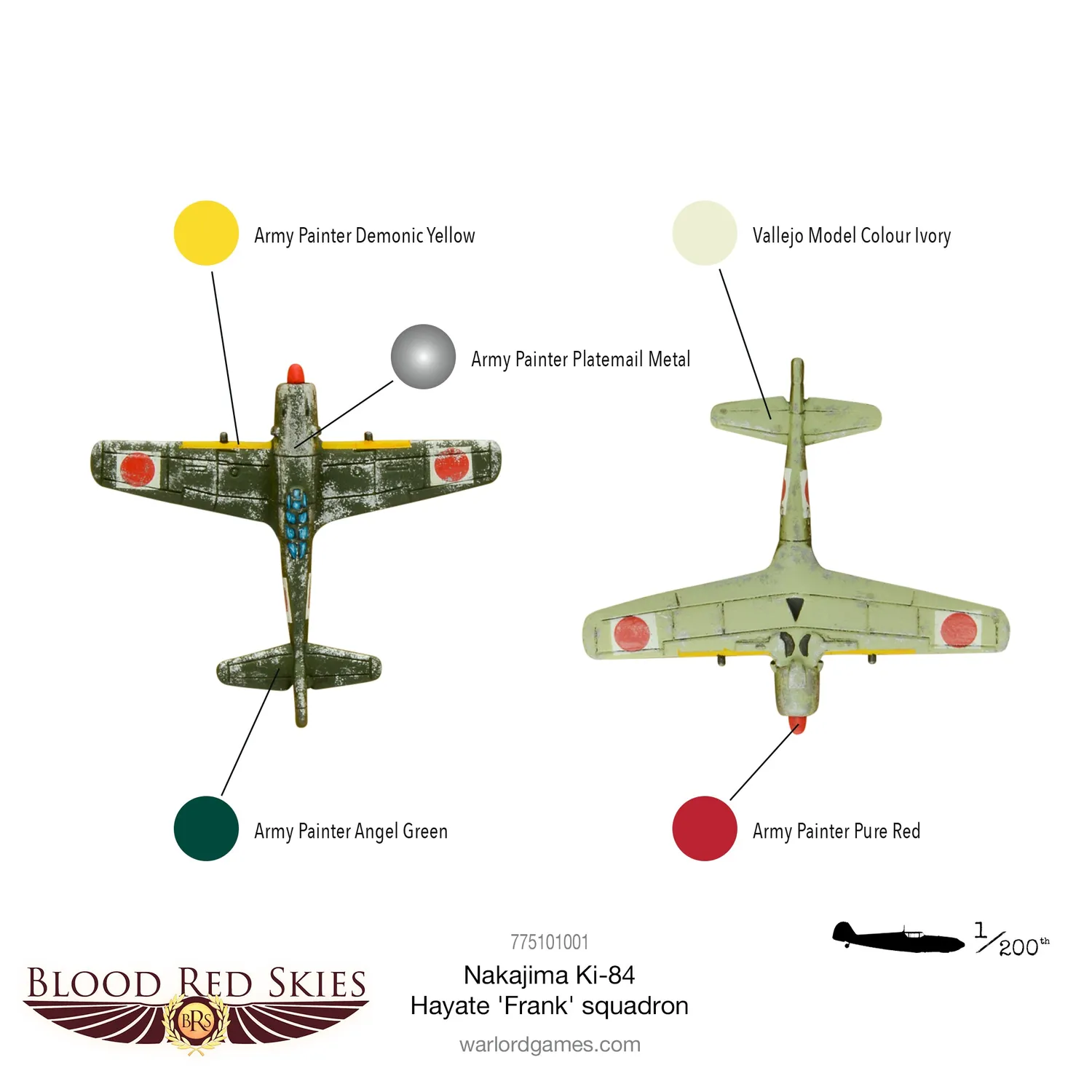 Warlord Games Blood Red Skies Ki-84 Frank escadrille 6 avions résine