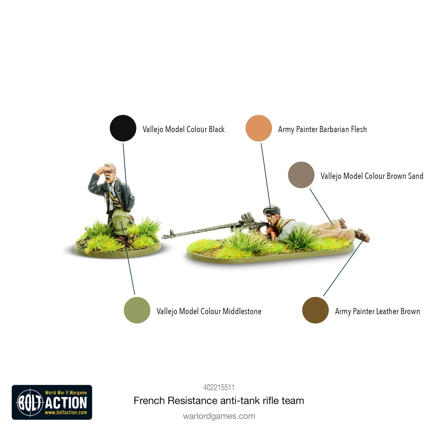 Warlord Bolt Action Résistance fusil antichar figurines métal