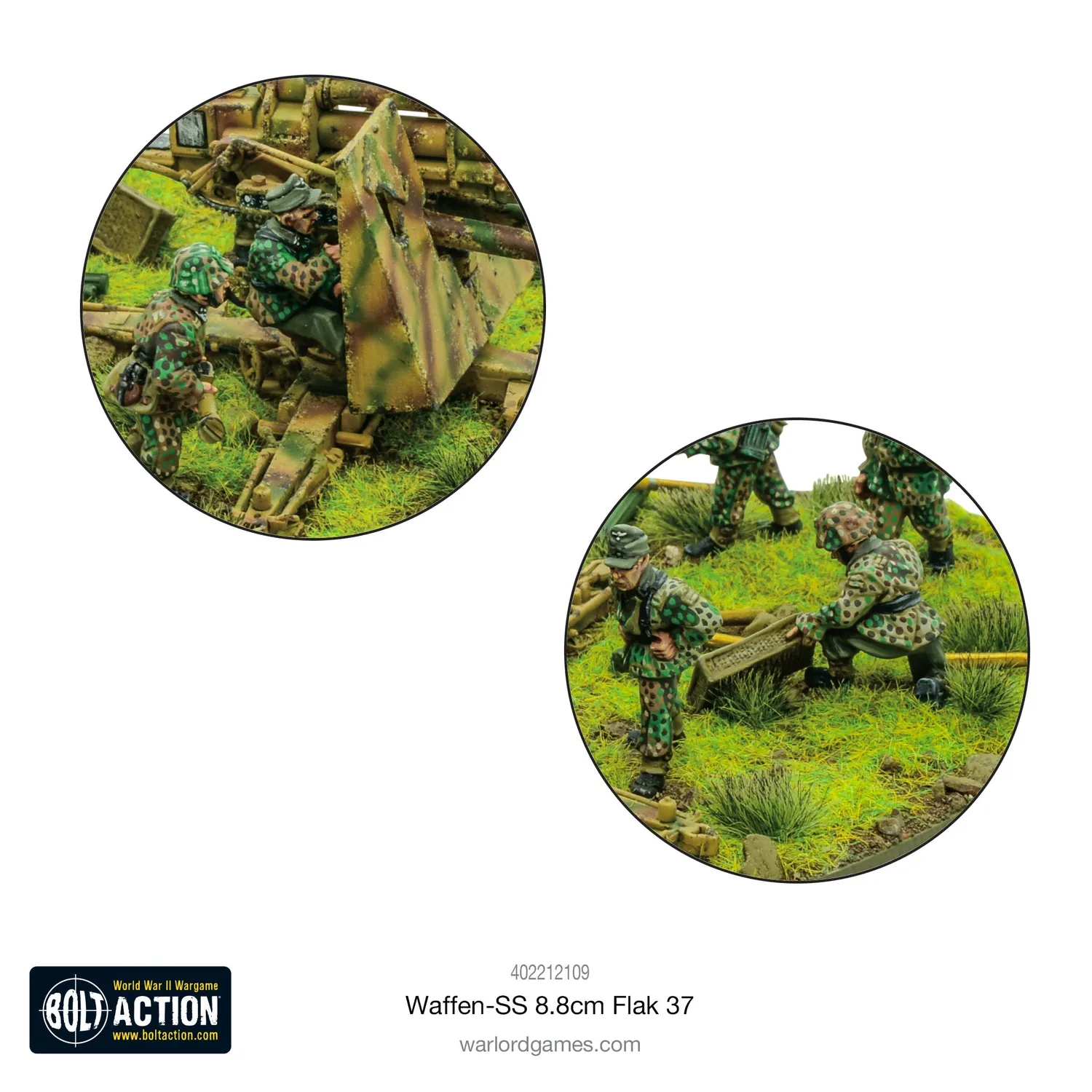 Bolt Action Waffen-SS 8.8cm Flak 37 canon miniature antichar