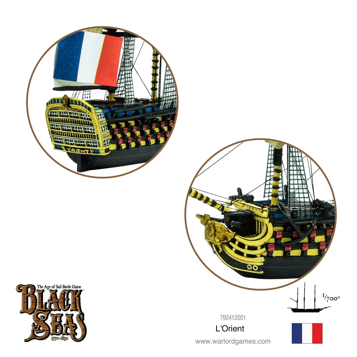 Bolt Action Black Seas L'Orient navire miniature 118 canons