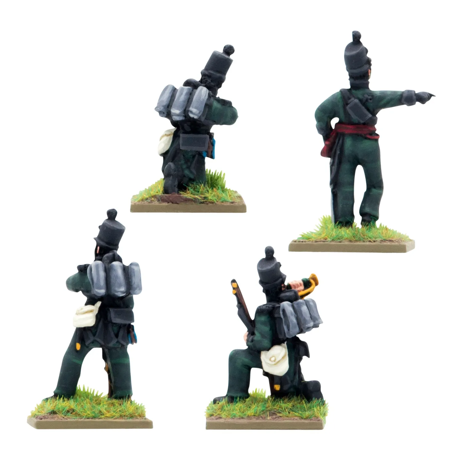 Bolt Action Black Powder Crimean War British Rifle Brigade in shakos command figurines métal