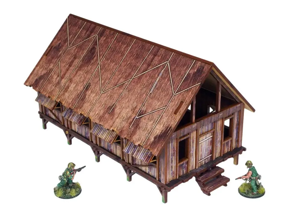 Bolt Action Pre-Painted WW2 Pacific Barracks (1) décor prépeint HDF