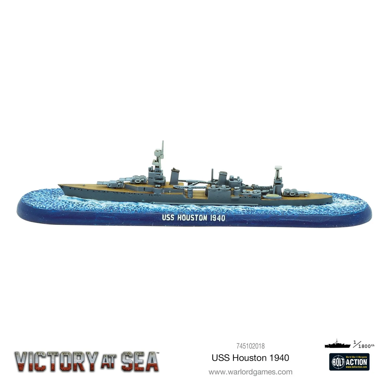 Bolt Action Victory at Sea USS Houston croiseur lourd américain résine métal