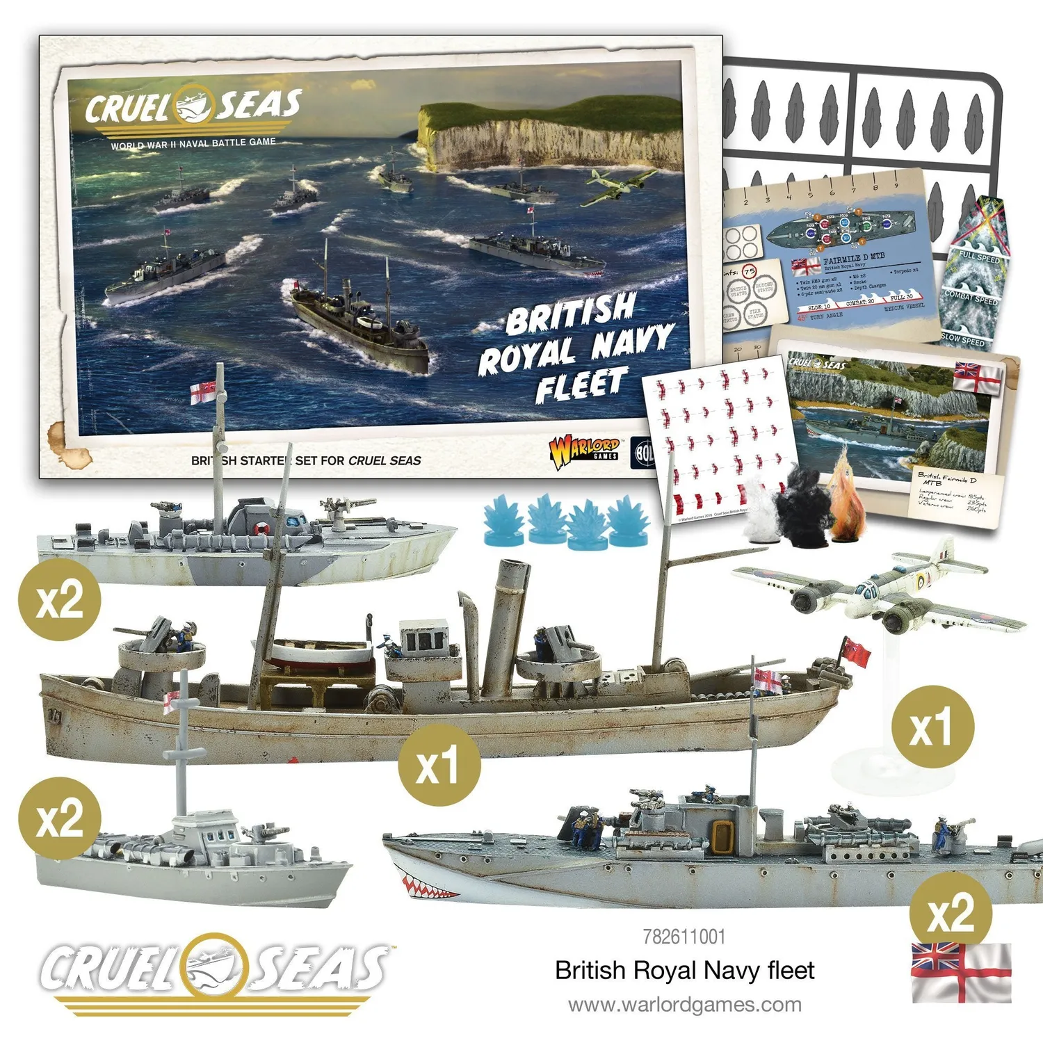 Warlord Games Cruel Seas Royal Navy Fleet coffret bateaux 1/300
