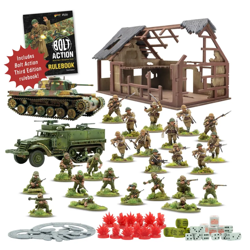 Bolt Action Starter Set Island Assault Third Edition boîte de jeu plastique