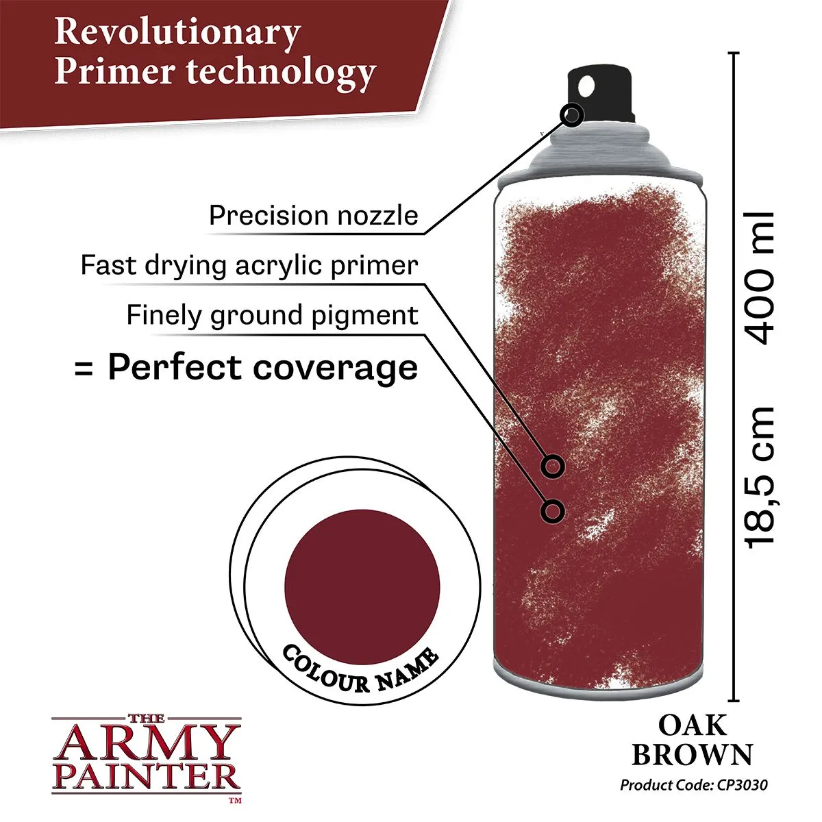 Army Painter Colour Primer Oak Brown bombe sous-couche marron