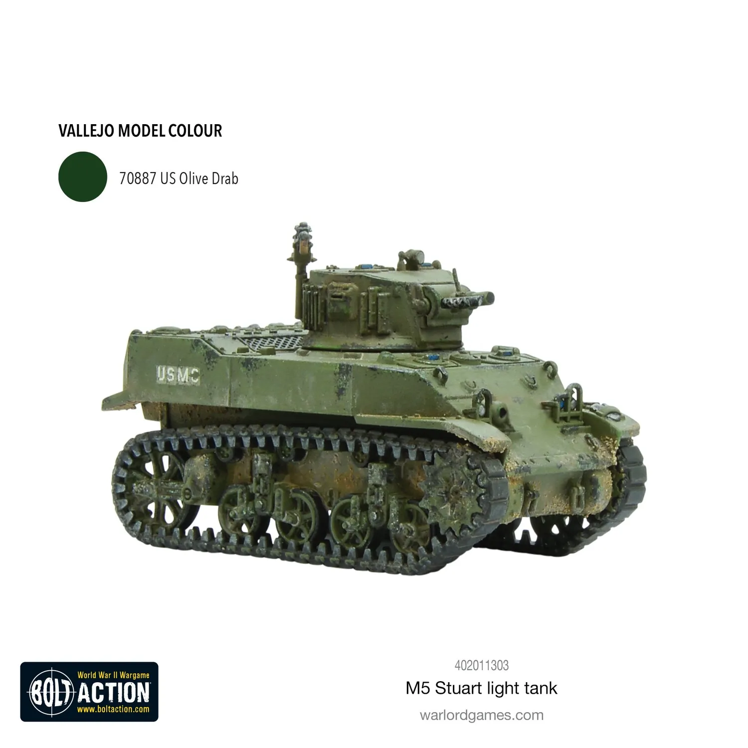 Bolt Action M5 Stuart char miniature plastique 1/56