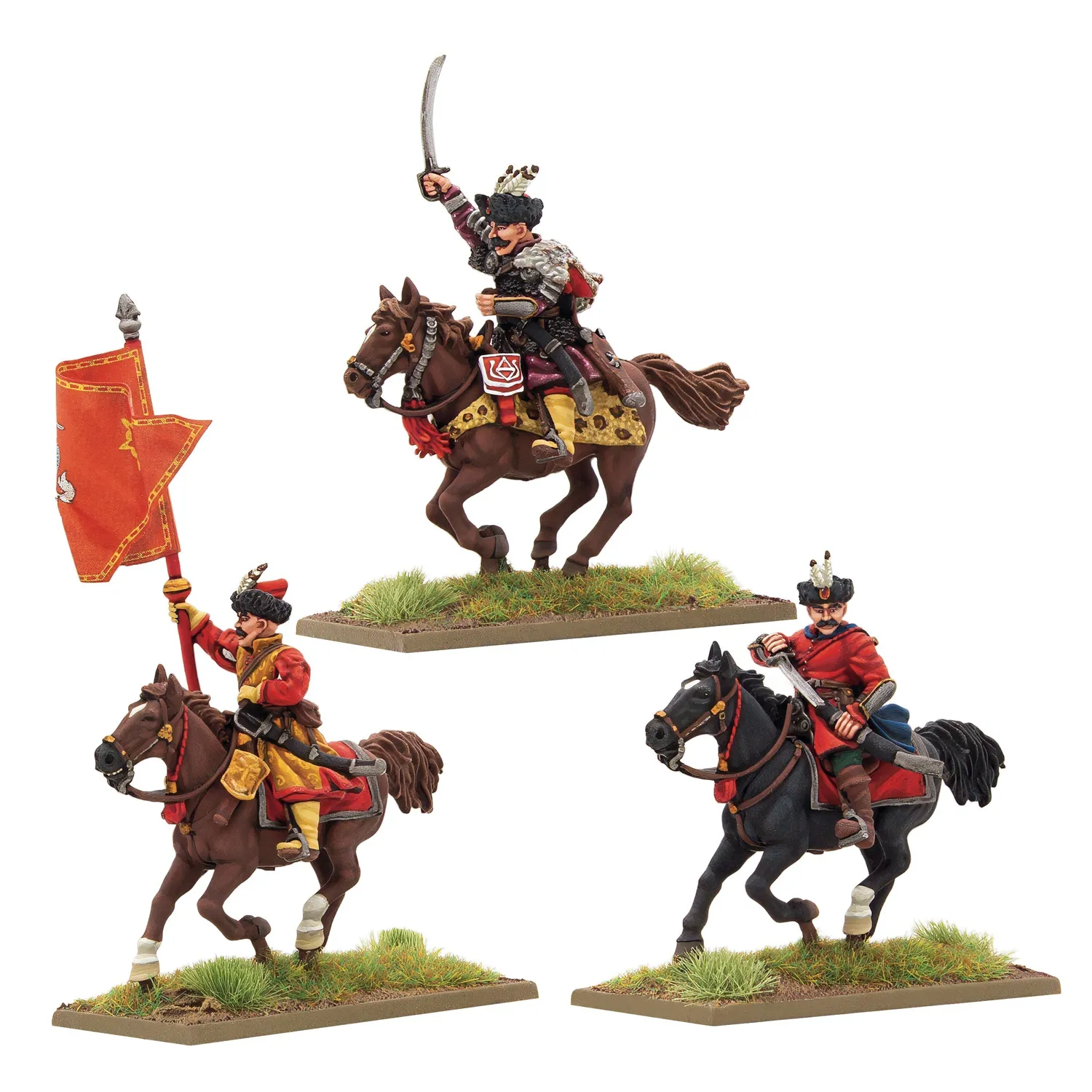 Bolt Action Pike & Shotte Polish-Lithuanian levy cavalry command figurines métal x3