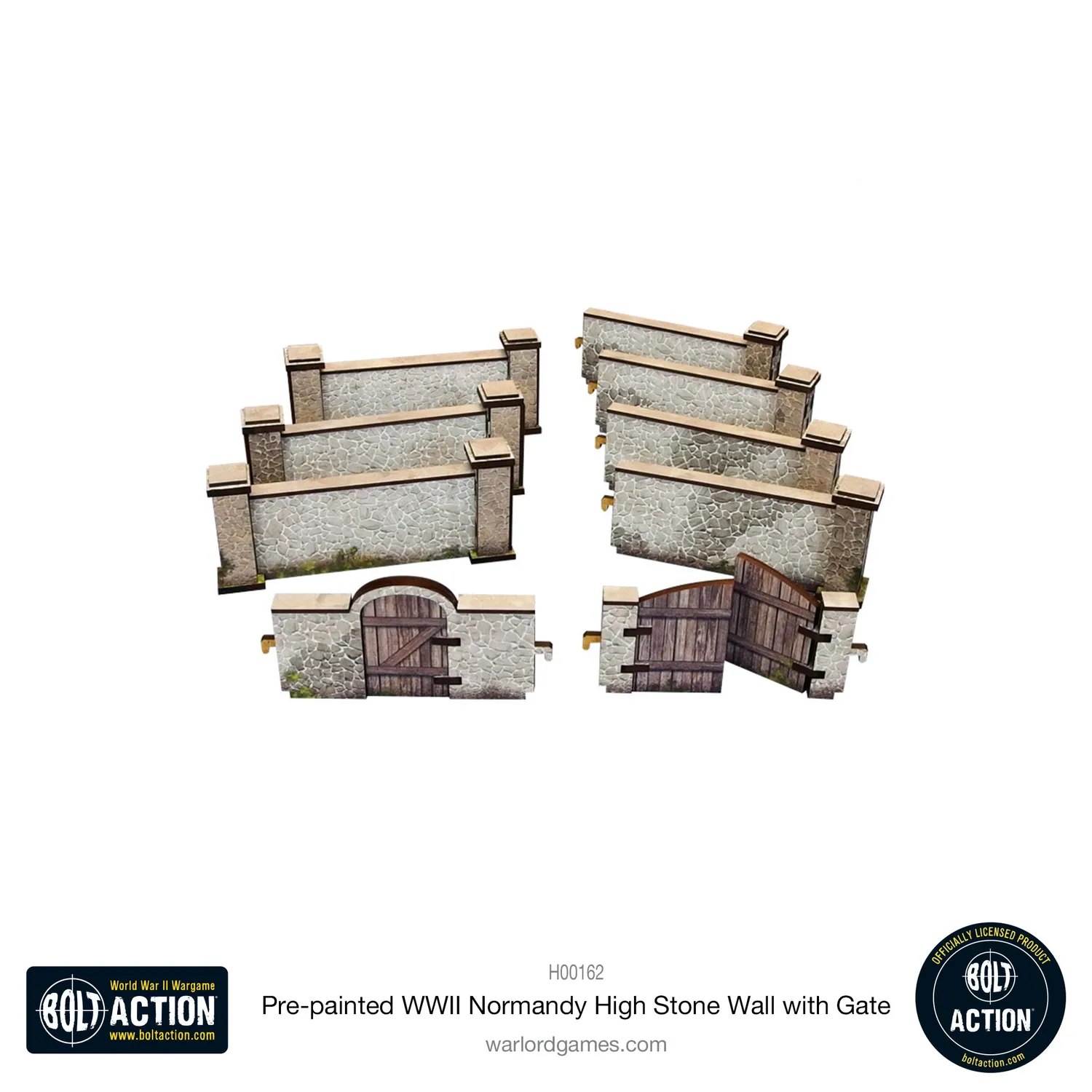 Bolt Action Normandy High Stone Wall with Gate mur prépeint 80 cm